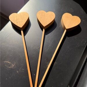 Handmade Heart-Shaped Wooden Sticks